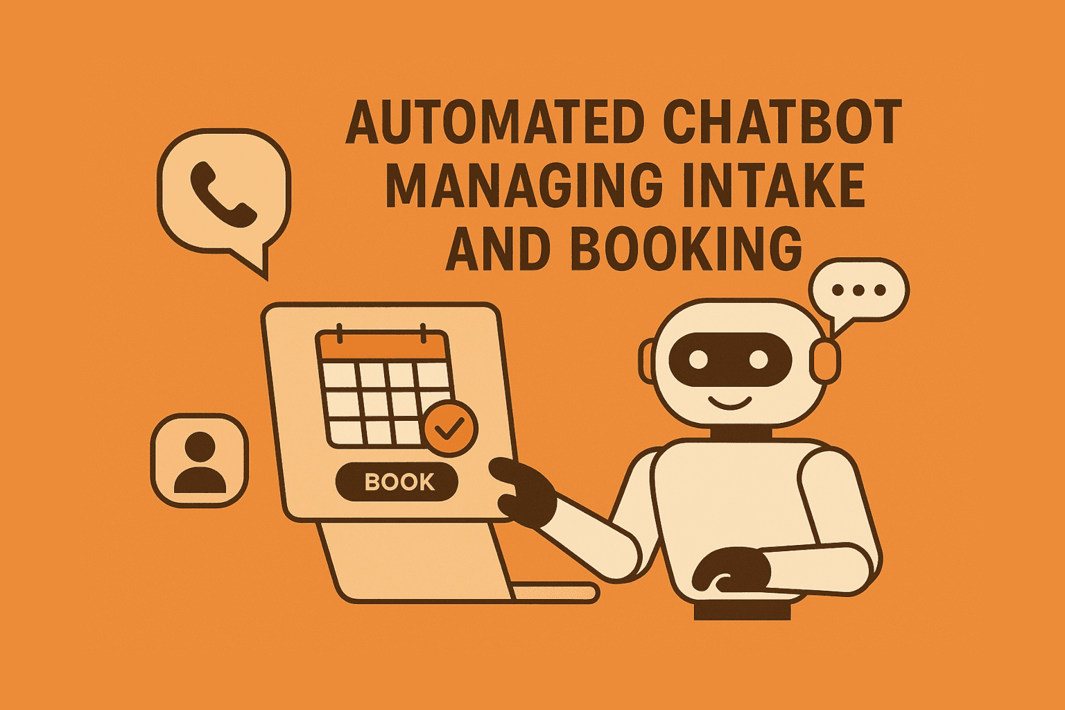 Automated chatbot managing intake and booking
