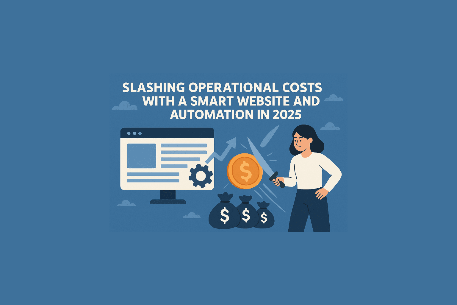 Modern office workspace with automated systems and cost-saving technology displays
