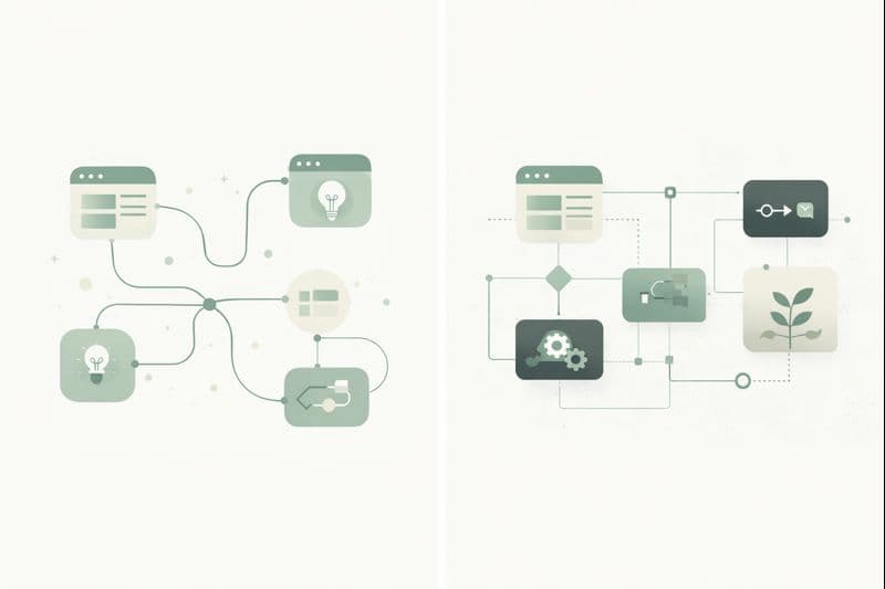 Illustration of connected website systems and digital workflows