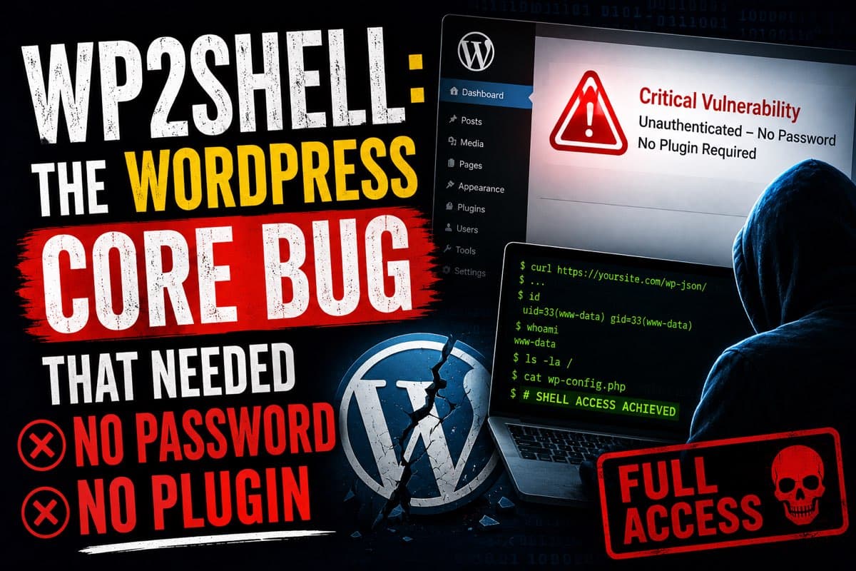 A WordPress dashboard login screen with a code injection pattern overlaid on the password field