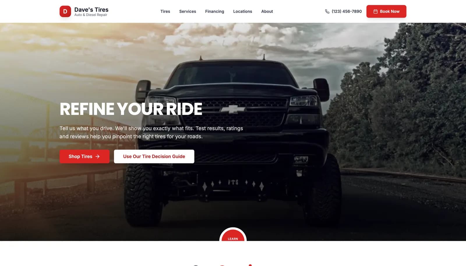 Auto service center website with booking and service information