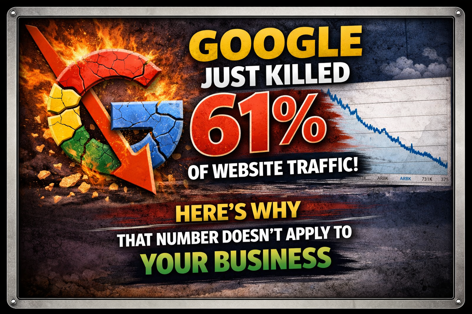Small business owner reviewing Google Analytics on a laptop showing traffic trends