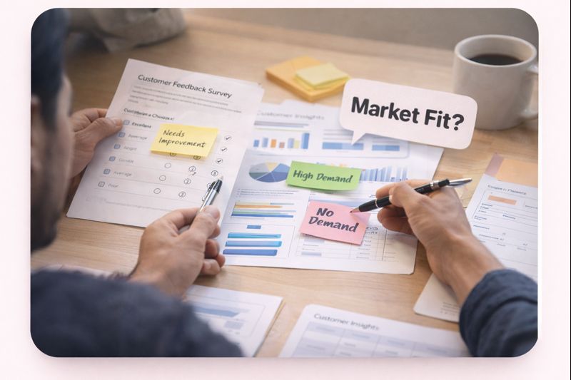 Team collaborating on idea validation and testing concepts before development